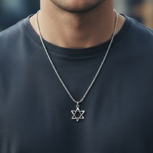 Alooya Minimal Pentagram Gümüş Kaplama Örme Zincir Kolye