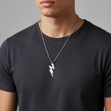 Alooya Şimşek - The Flash Gümüş Kaplama Örme Zincir Kolye