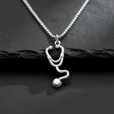 Alooya Doktor Steteskop Gümüş Kaplama Örme Zincir Kolye