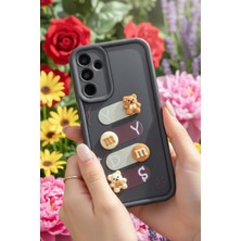 AS Mobile Samsung Galaxy A15 Uyumlu Kılıf Siyah Renk Ayıcık Figürlü 3D Kamera Korumalı Darbe Emici Yumuşak Silikon Kapak