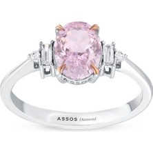 Assos Pırlanta 0.10 Karat Pembe Violet Oval Pırlanta Yüzük