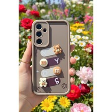 As Mobile Samsung Galaxy A15 Uyumlu Kılıf Kahverengi Renk Ayıcık Figürlü 3D Kamera Korumalı Darbe Emici Yumuşak Silikon Kapak