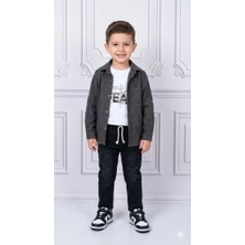 Bontino Erkek Çocuk 3'lü Kombin Takım -Cepli Gömlek, %100 Pamuk Tişört ve Likralı Beli Lastikli Jean Pantolon