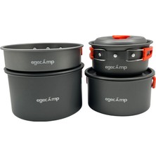 Egecamp® Pro Ultimate Kamp Pişirme Seti (3 Tencere + 1 Tava) | 4-5 Kişilik Gurme Paket