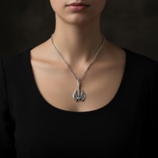 Alooya Elf Balta - Axe Gümüş Kaplama Örme Zincir Kolye