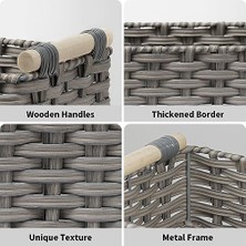 Storemax Says Depolama Için Hasır Sepetler, Raflar Için Hasır Sepetler, Tuvalet Sepeti Tank Topper, Su Geçirmez Tuvalet Tank Sepeti, Tuvalet Kağıdı Sepeti, 14¼ "x 6½" x 4¼", Gri
