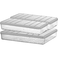Storemax - Nora 3'lü 1 Büyük + 2 Küçük Boy Açık Gri Saklama Kabı