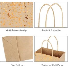 Storemax Hediye Çantaları, 12 Adet 21X8X15 cm Küçük Kağıt Çantalar, Altın Bronz Kraft Parti Çantası, Şeker ve Ikram Torbası, Doğum Günü Düğün Kutlamaları Için Saplı Hediye Çantaları