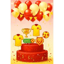 Storemax Futbol Temalı Pasta Süsleme Seti, Sarı-Kırmızı Renkli, 6 Parça, Doğum Günü Dekorasyonu