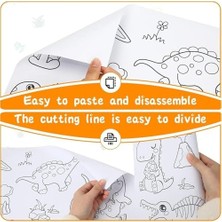 Storemax Çocuk Çizim Rulosu, 300X38CM Büyük Boy Dıy Yapışkan Duvar Boyama Kağıdı, Hayvan Figürlü Bölümlü Çizim Seti, Kız ve Erkek Çocuklar Için Parti ve Sanat Aktivite Malzemesi