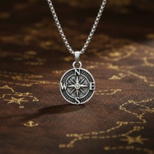 Alooya Minimal Pusula Gümüş Kaplama Örme Zincir Kolye