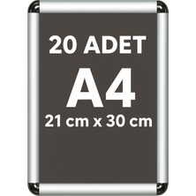Ofisds 20 Adet A4 Alüminyum Çerçeve Rondo Köşe Aç Kapa Açılır Kapanır