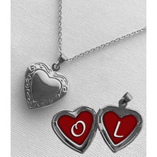 Bsb Çelik O L Harfli Açılır Kapanır Kapaklı Kalp Sevgili Arkadaşlık Kolyesi Epoksi Dolgulu Gümüş Renk