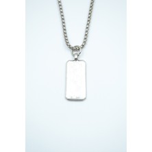 Alooya Geometrik - Dikdörtgen Gümüş Kaplama Örme Zincir Kolye