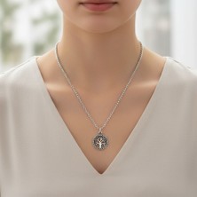 Alooya Minimal Yaşam Ağacı Gümüş Kaplama Örme Zincir Kolye