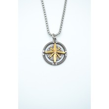 Alooya Pusula Gümüş Kaplama Örme Zincir Kolye