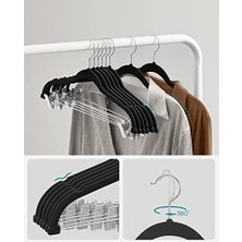 Storemax Elbise Askısı Kadife, 12'li Set, Etek Askısı, 42,5 cm Genişliğinde, Ayarlanabilir Klipsli, Kaymaz, Yer Tasarruflu, Pantolon, Manto, Elbise Için, Siyah CRF12B