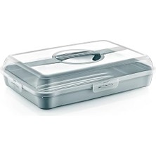 Storemax Life Dikdörtgen Börek Taşıma Kabı – Borcam Uyumlu, Sızdırmaz, Kilitli, Güvenli Taşıma ve Şık Sunum (Gri)