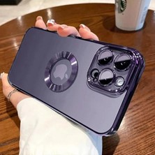 Elixem İphone 14 Pro Uyumlu Şeffaf Kenarlar Mor Omega Kılıf