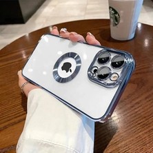 Elixem İphone 14 Pro Uyumlu Şeffaf Kenarlar Mavi Omega Kılıf