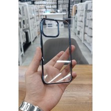 Elixem İphone 14 Pro Uyumlu Şeffaf Kenarlar Mavi Garaj Lazer Kesim Kılıf