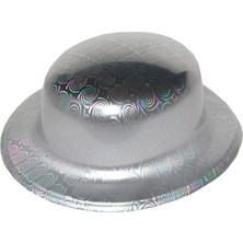 Gümüş Renk Hologramlı Plastik Yuvarlak Melon 27X24 cm