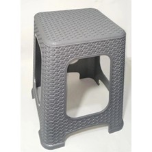 4 Adet Küçük Gri Tabure Kir Tutmaz 30 cm Hasır Örgü Uygun Alt Kuşaklı Sağlam Dizayn