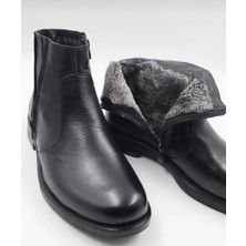 Kardeşler SHOE Erkek Hakiki Deri Kışlık Ortapedik Kauçuk Taban Fermuarlı Siyah Kışlık Bot