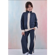 Alkın Kids 3-10 Yaş Kız Çocuk Gri Şeritli Eşofman Takımı