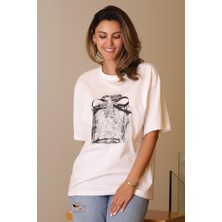 Nazen Giyim Sıfır Yaka Basıc Kadın Ekru  T-Shirt  29456-2Y5
