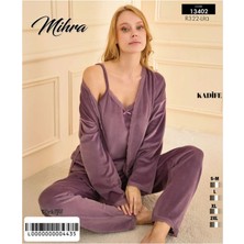 The Log İnvest 13402 Kadın Kadife 3'lü Pijama Takımı