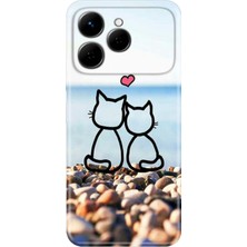 Nurdic Tecno Spark 40 4g Kılıf 0.4 mm Lazer Kesim Silikon Kapak Kedilerin Aşkı