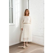 Nazen Giyim Pul Işlemeli Dantel Natural Kadın Bluz  M38755-2Y5
