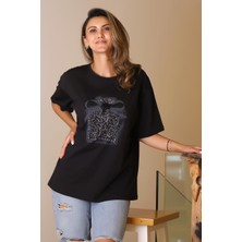 Nazen Giyim Sıfır Yaka Basıc Kadın Siyah T-Shirt 29456-2Y5