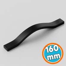 Nzb Mobilya Çekmece Kolu Mutfak Dolabı ve Kapak Kulpları Dayanıklı Siyah Metal Kulp 160 mm