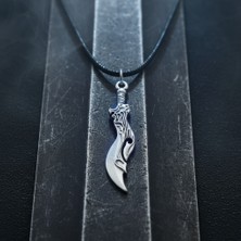 Alooya Lol Savaş Kılıcı Gümüş Kaplama Deri İp Kolye