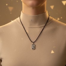 Alooya Minimal Göz Gümüş Kaplama Deri İp Kolye