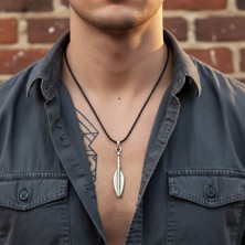 Alooya Mızrak Ucu Gümüş Kaplama Deri İp Kolye