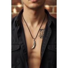 Alooya Kurt Dişi Gümüş Kaplama Deri İp Kolye