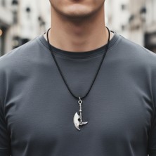 Alooya Balta Gümüş Kaplama Deri İp Kolye