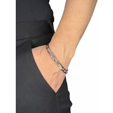 Winy Concept Gümüş Renk Çelik Erkek Bileklik - 7 mm Genişlik & 20 cm Modern Tasarım