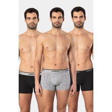 Cacharel Erkek Desenli Likralı Boxer 3'lü Paket 1339/SIYAH 2