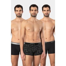 Cacharel Erkek Desenli Likralı Boxer 3'lü Paket 1339/SIYAH 3