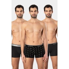 Cacharel Erkek Desenli Likralı Boxer 3'lü Paket 1339/SIYAH 1