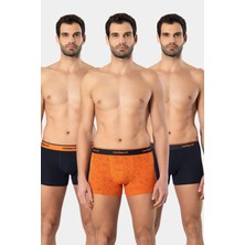 Cacharel Erkek Desenli Likralı Boxer 3'lü Paket 1339/LACIVERT 1