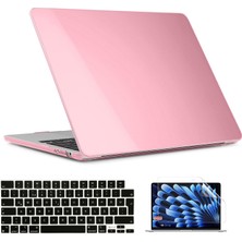 Novstrap Apple Macbook Air 15 Inç A2941 A3114 A3241 Uyumlu Kristal Parlak Kılıf Siyah Klavye Kılıfı Film