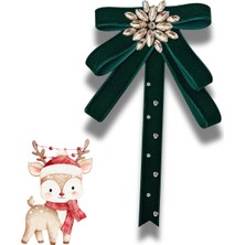 Pegu Yeni Yıl , Noel , Christmas ,Yeşil Kadife Broş