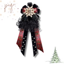 Pegu Yeni Yıl , Noel , Christmas ,Siyah Kadife Broş