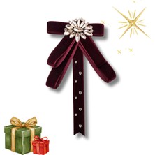 Pegu Yeni Yıl , Noel , Christmas ,Bordo Kadife Broş