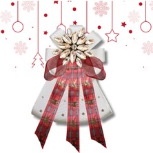 Pegu Yeni Yıl , Noel , Christmas ,Ekru Grogren Taşlı Geyik Baskılı Broş